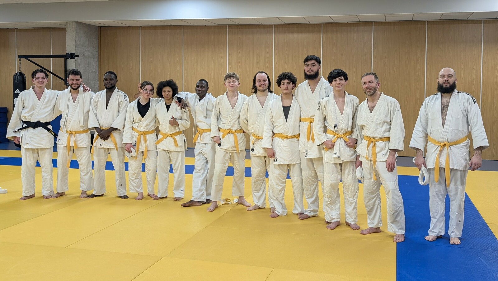 Une ceinture noire et des ceintures jaunes